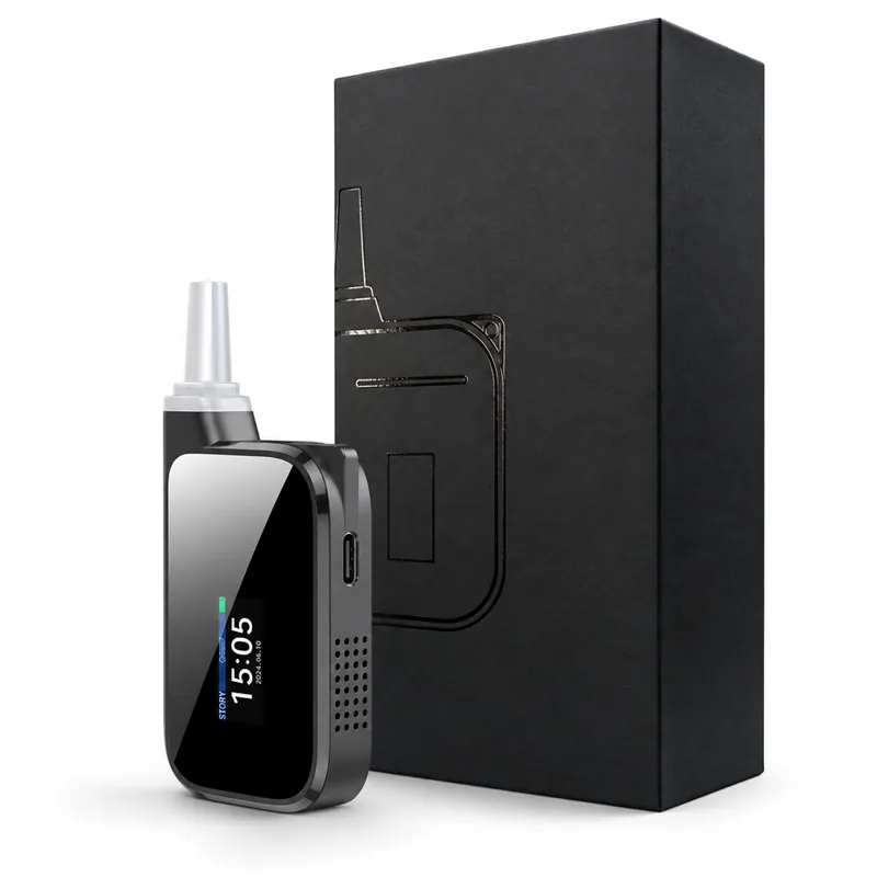 H3 alcohol breathalyzer with black package box, silver frame, and Type-C port.